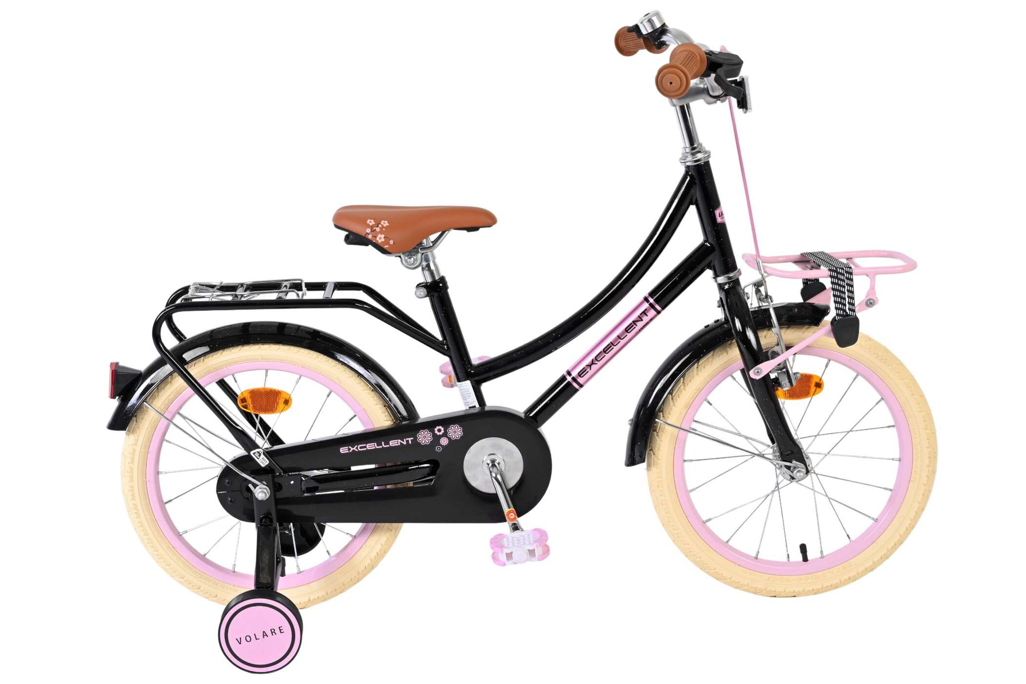 Volare Kinderfahrrad Excellent f&uuml;r M&auml;dchen 16 Zoll Kinderrad in Schwarz 