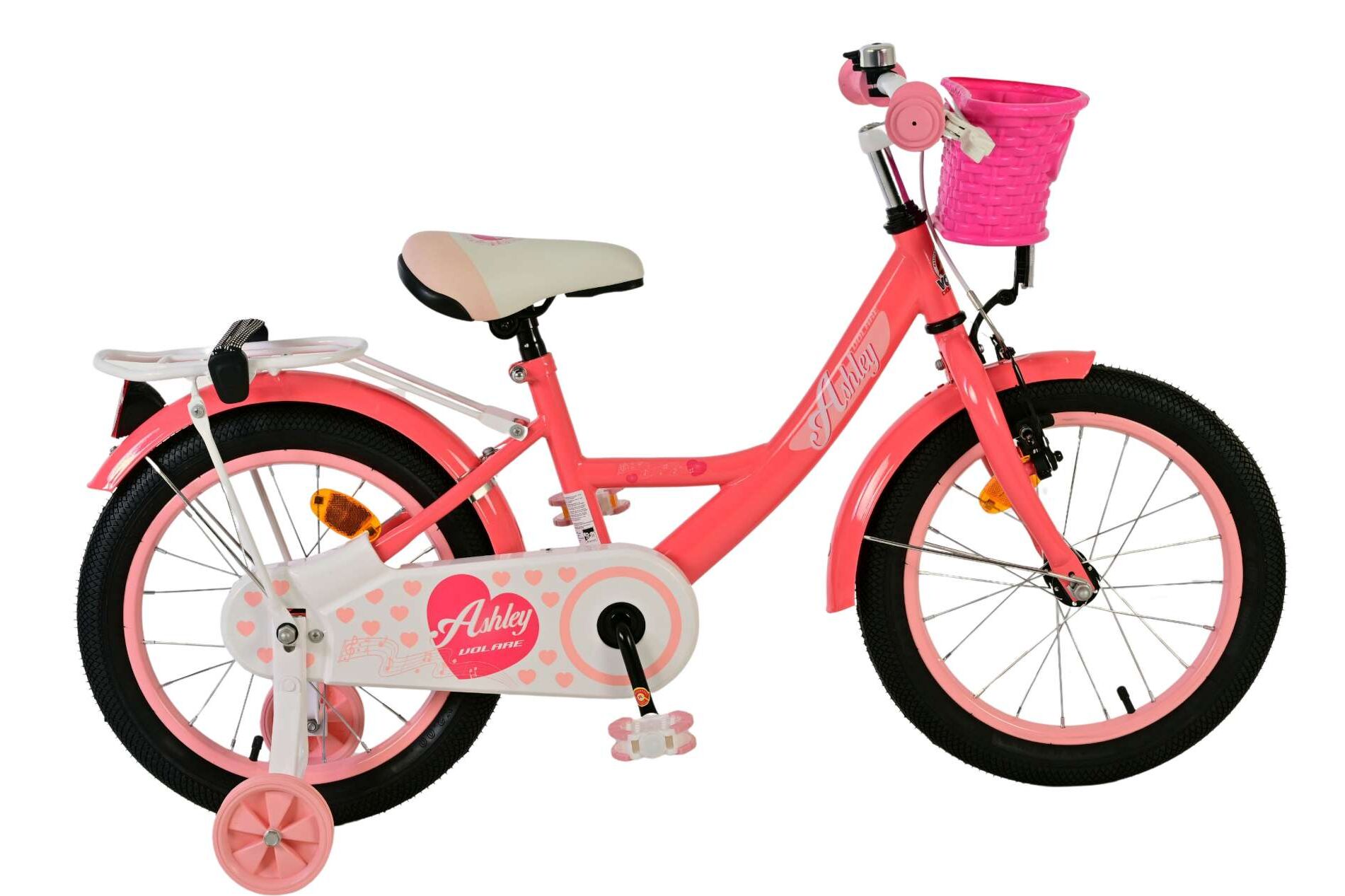 Volare Kinderfahrrad Ashley f&uuml;r M&auml;dchen 16 Zoll Kinderrad in Rosa/Rot 