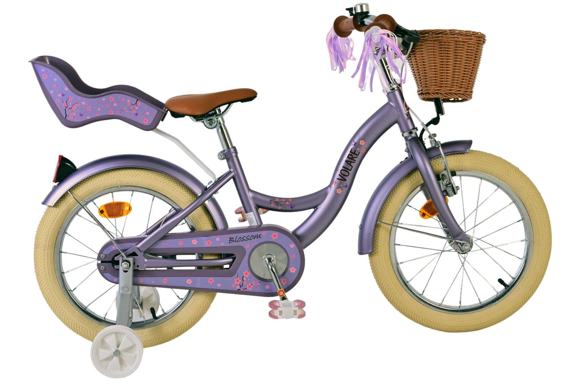 Volare Kinderfahrrad Blossom f&uuml;r M&auml;dchen 16 Zoll Kinderrad in Lila 