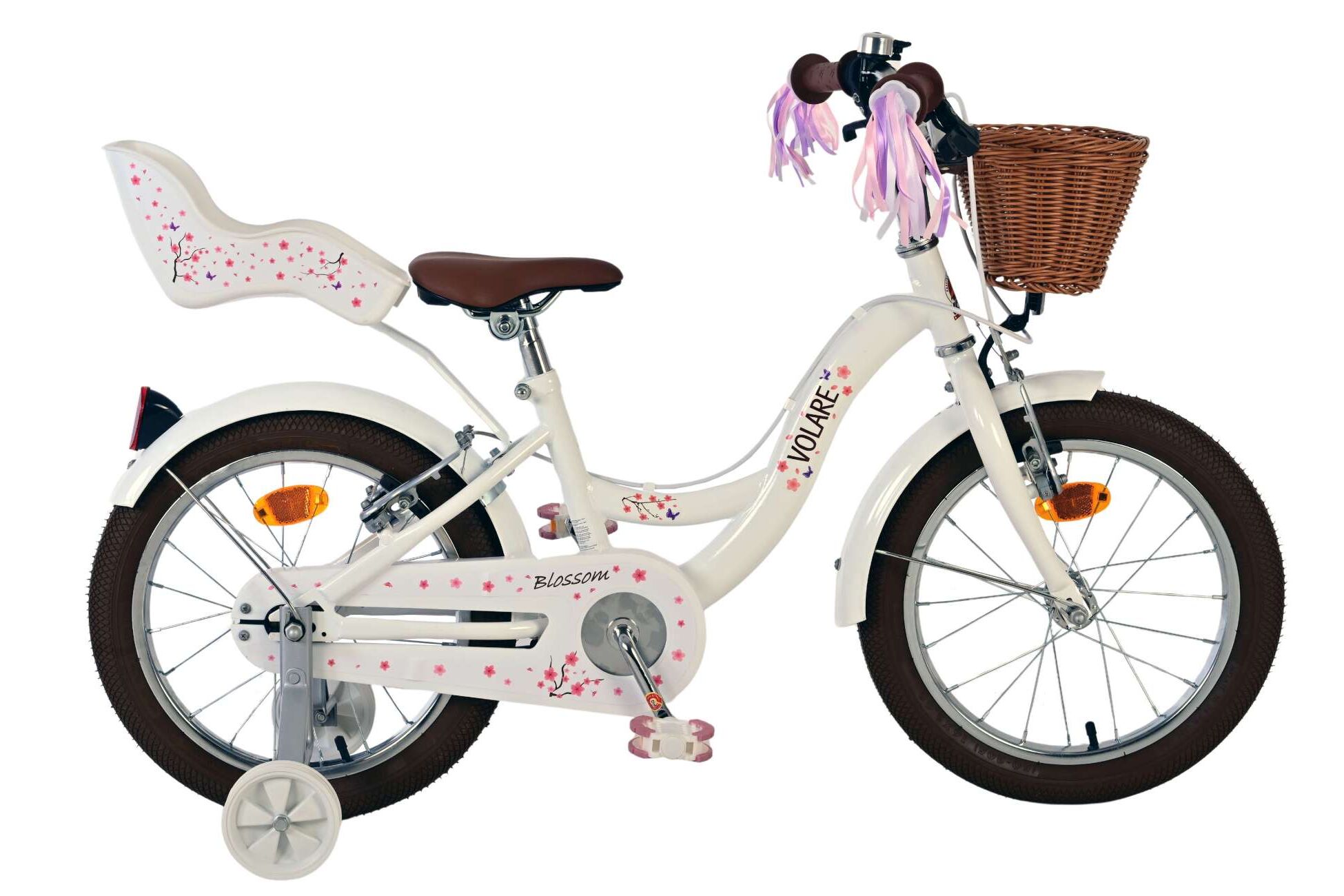 Volare Kinderfahrrad Blossom f&uuml;r M&auml;dchen 16 Zoll Kinderrad in Wei&szlig;, Zwei Handbremsen 
