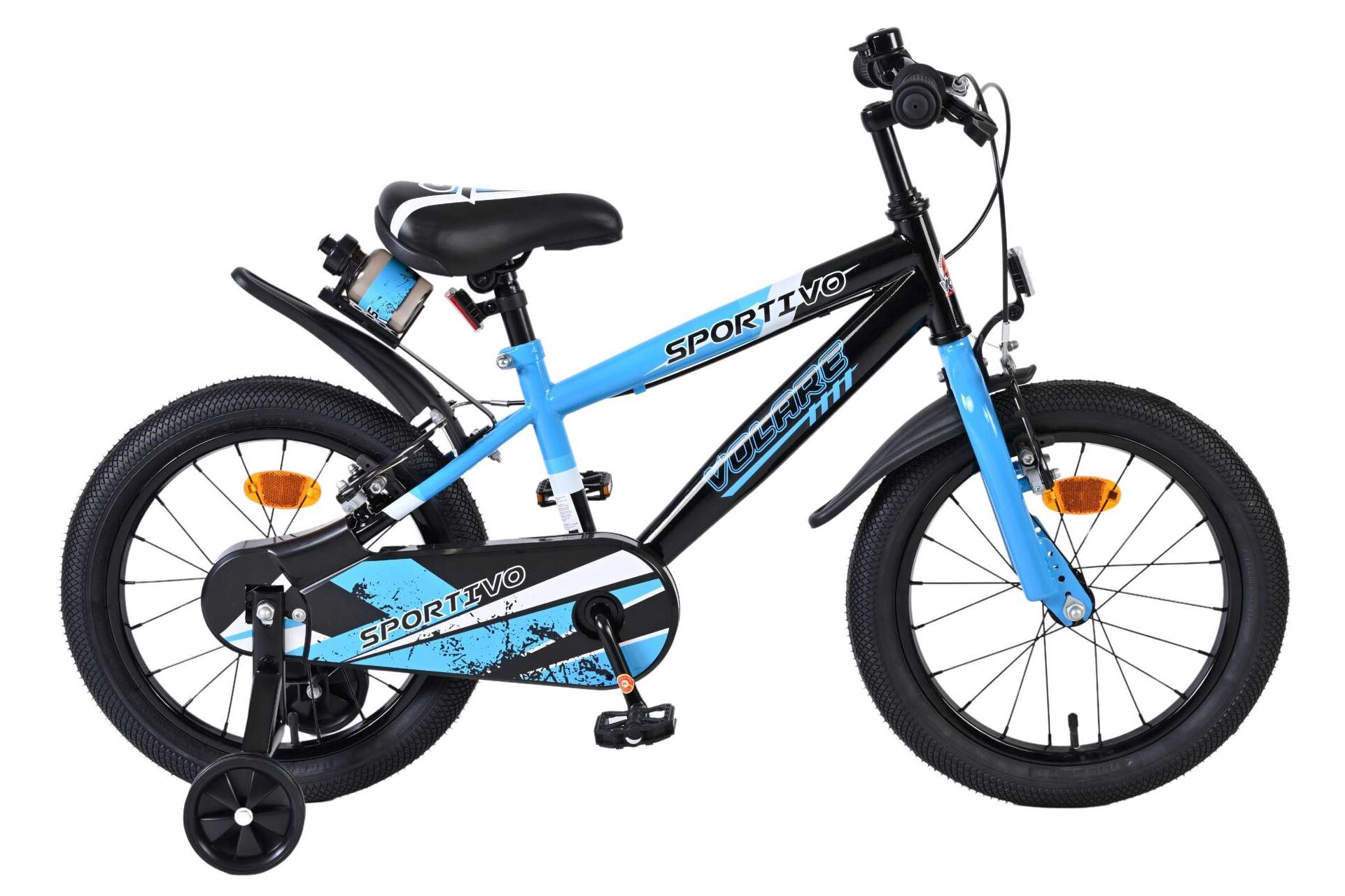 Volare Kinderfahrrad Sportivo f&uuml;r Jungen 16 Zoll Kinderrad in Blau Schwarz, Zwei Handbremsen 