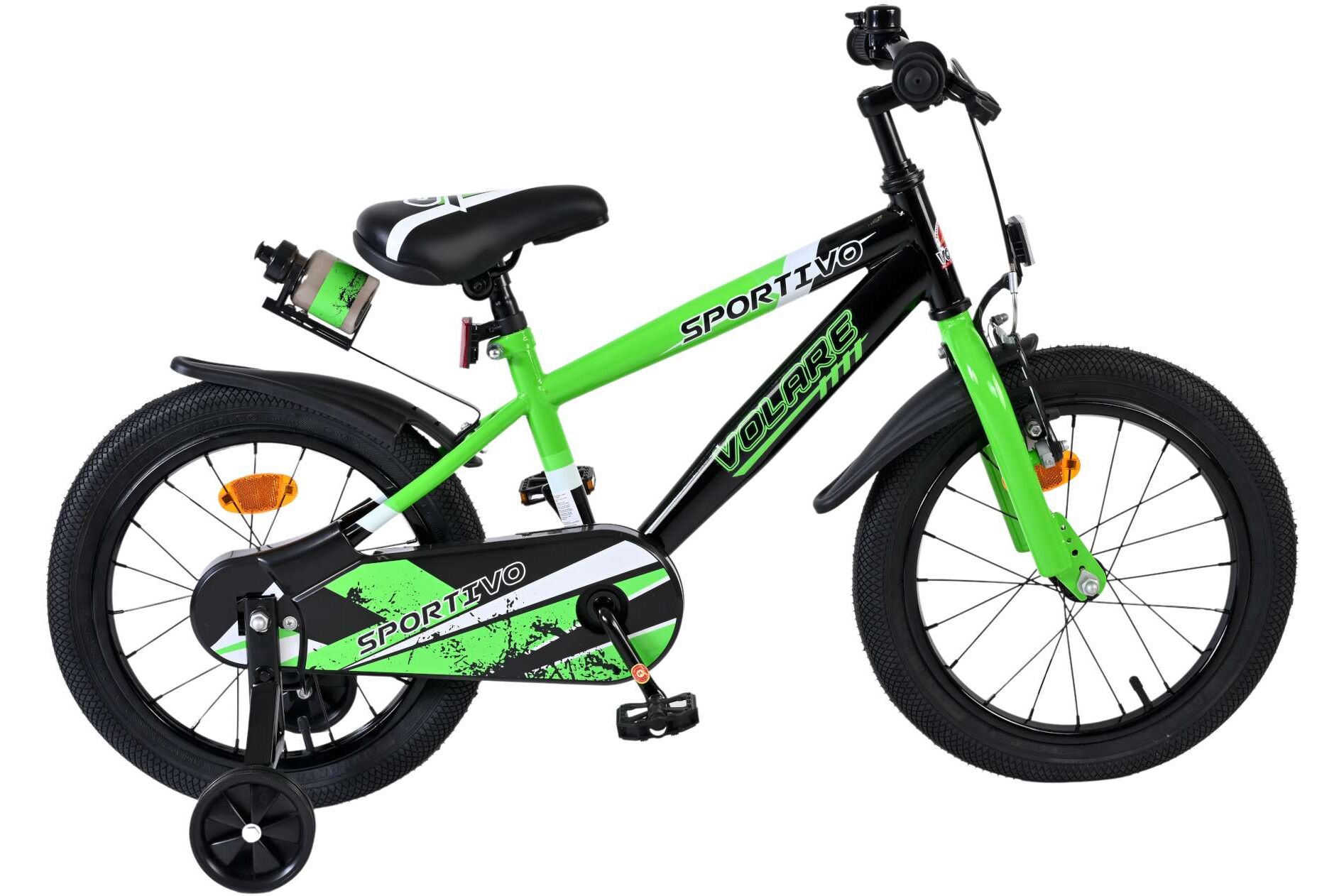 Volare Kinderfahrrad Sportivo f&uuml;r Jungen 16 Zoll Kinderrad in Gr&uuml;n Schwarz 