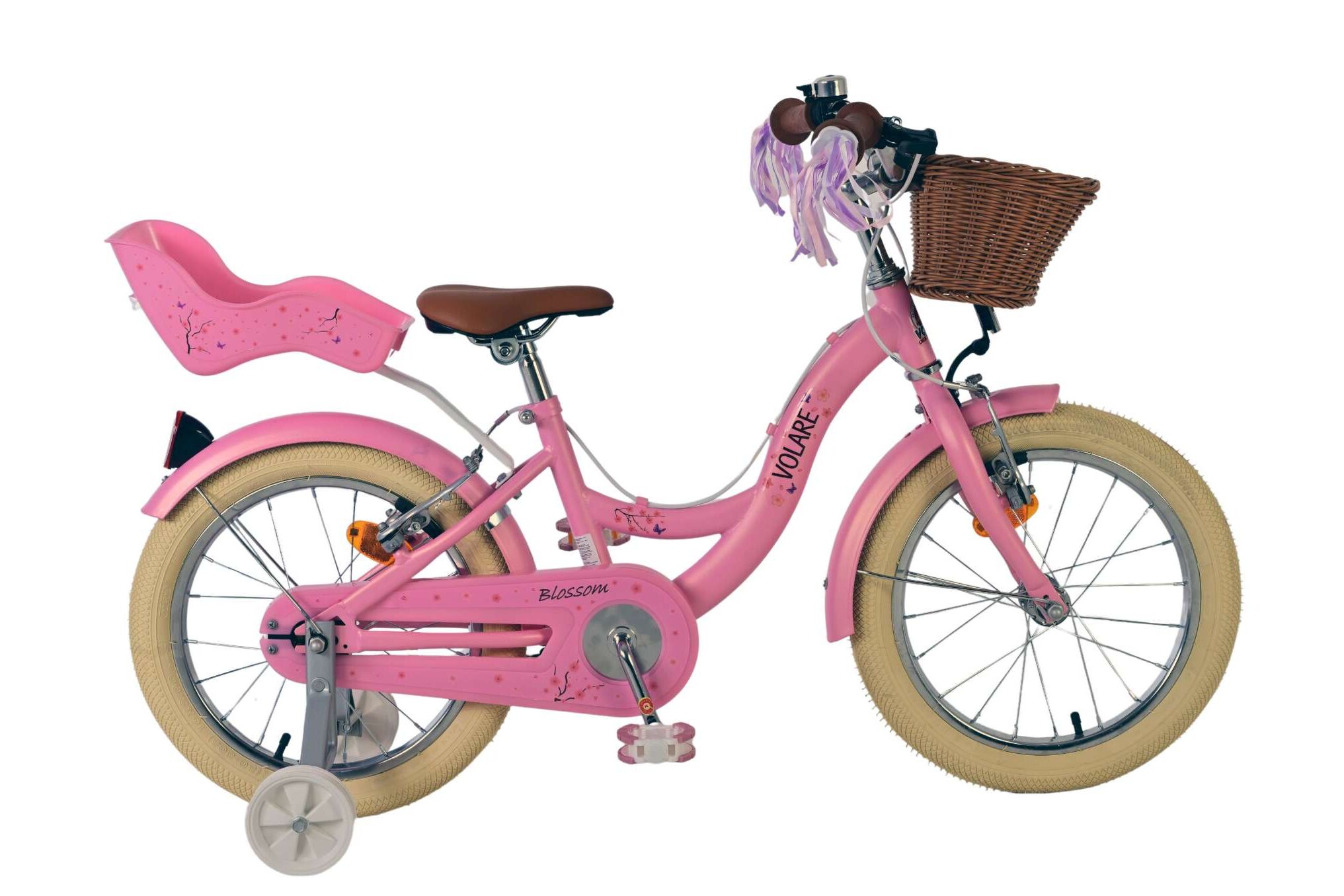 Volare Kinderfahrrad Blossom f&uuml;r M&auml;dchen 16 Zoll Kinderrad in Rosa, Zwei Handbremsen 