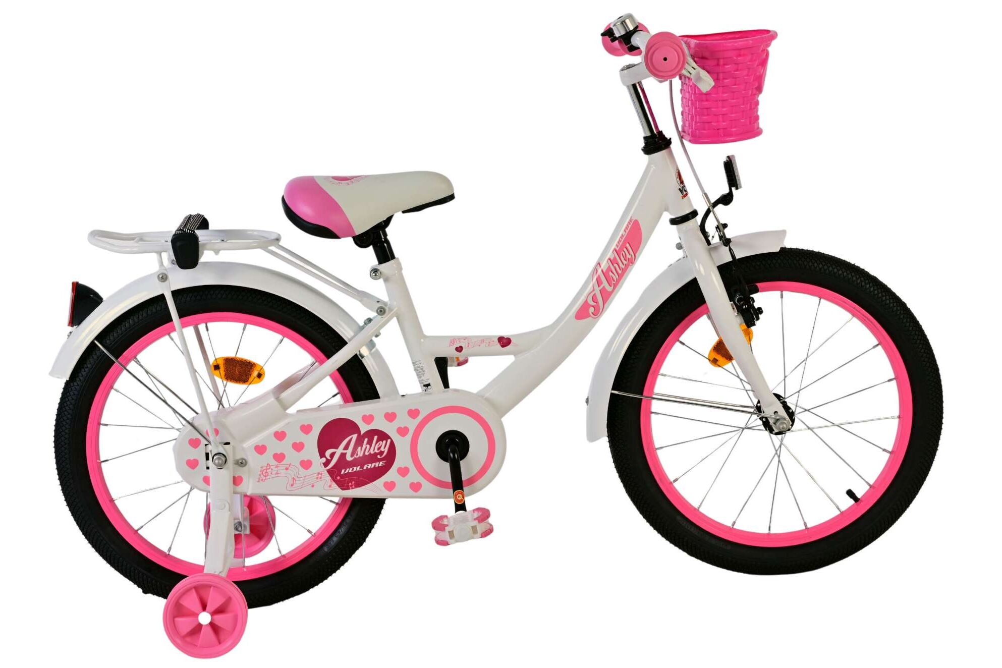 Volare Kinderfahrrad Ashley f&uuml;r M&auml;dchen 18 Zoll Kinderrad in Wei&szlig; 