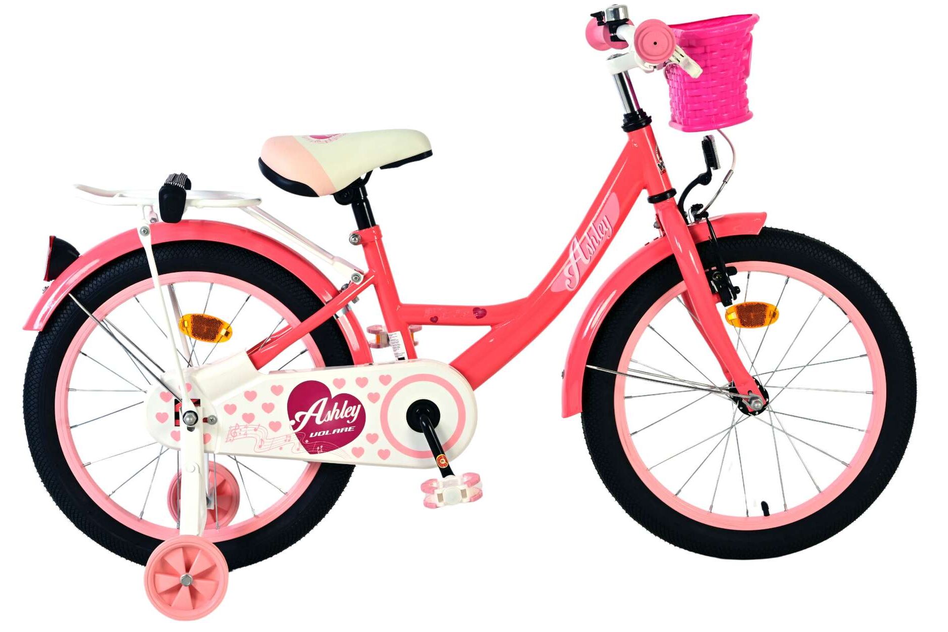 Volare Kinderfahrrad Ashley f&uuml;r M&auml;dchen 18 Zoll Kinderrad in Rosa/Rot 