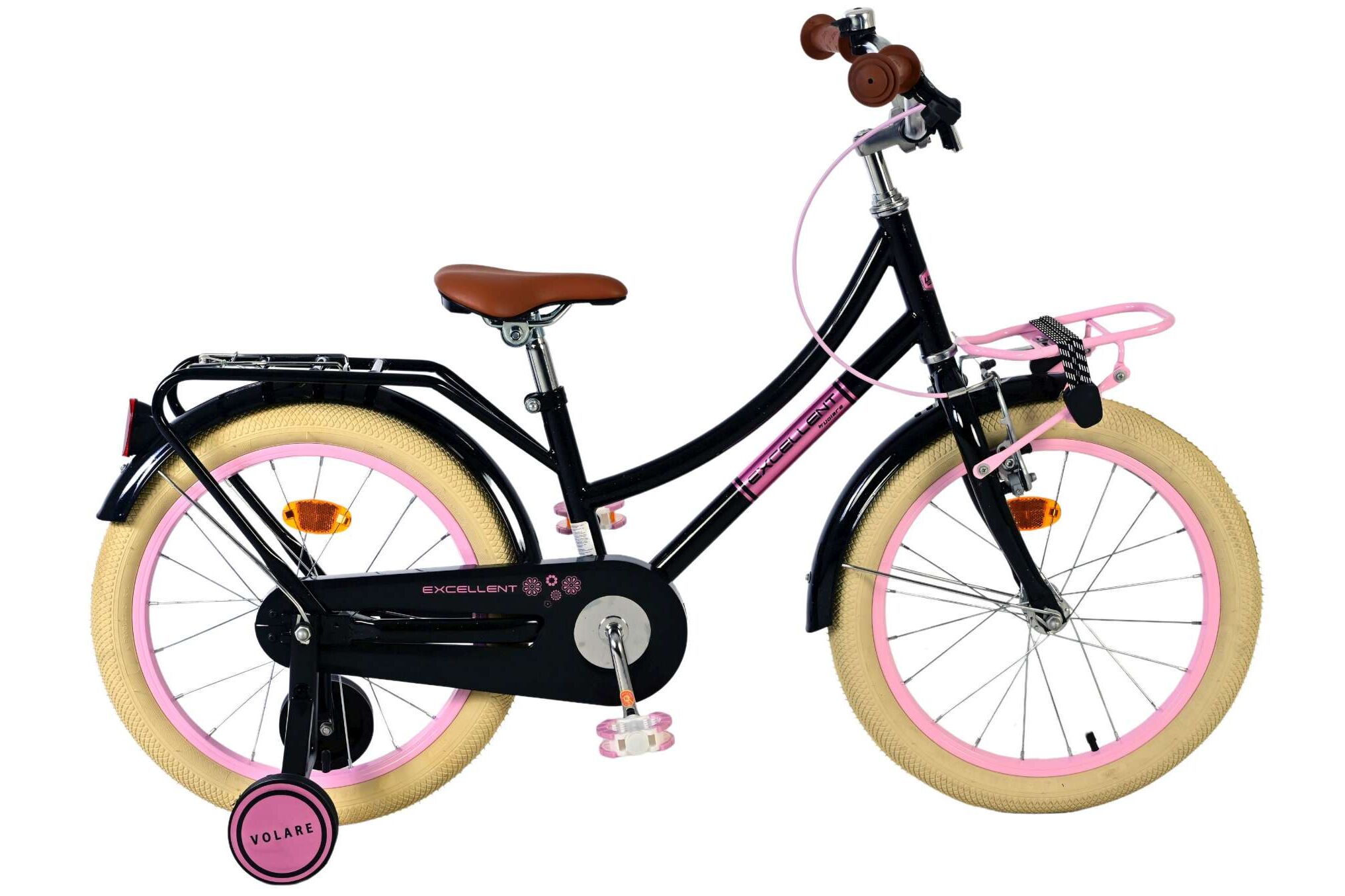 Volare Kinderfahrrad Excellent f&uuml;r M&auml;dchen 18 Zoll Kinderrad in Schwarz 