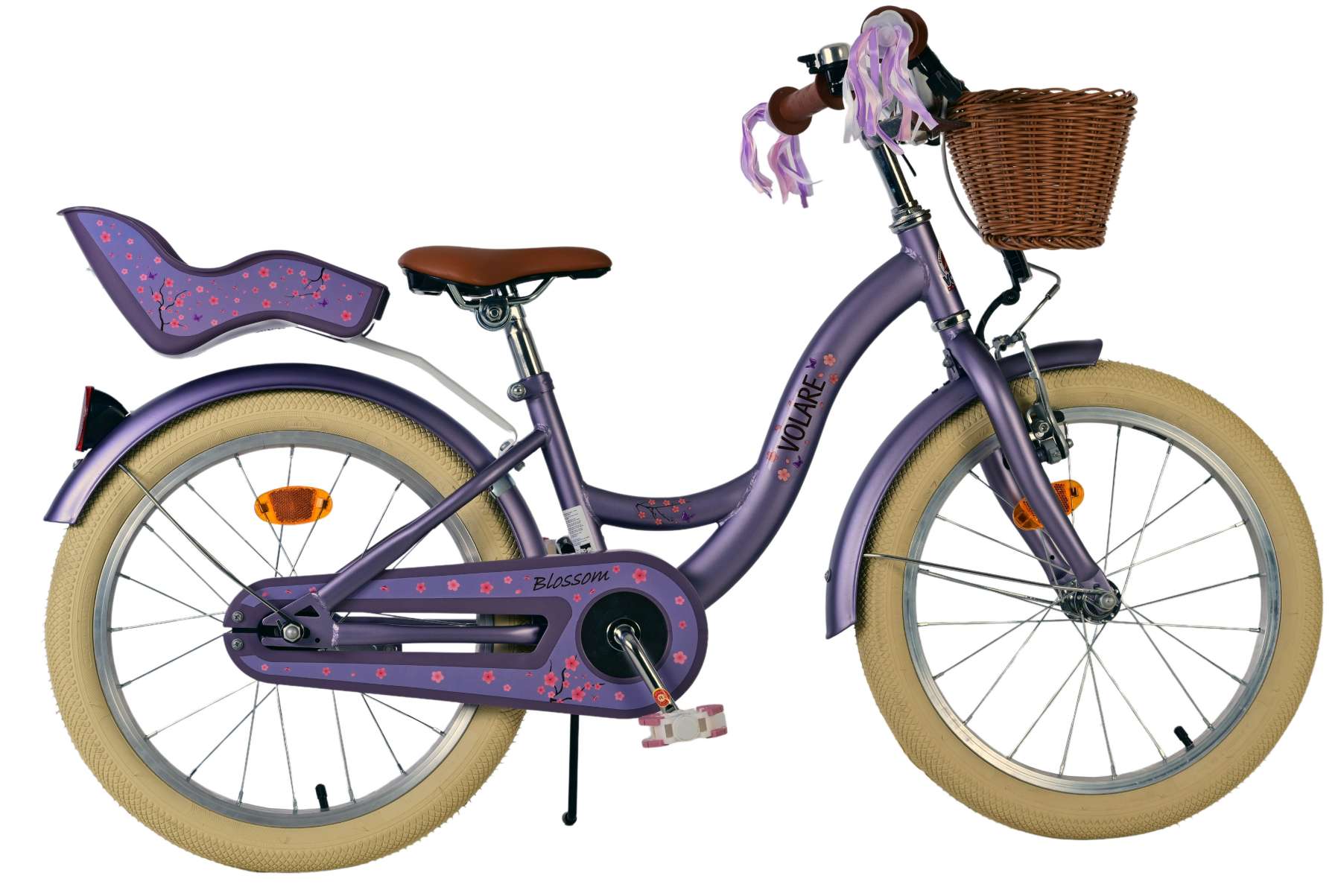 Volare Kinderfahrrad Blossom f&uuml;r M&auml;dchen 18 Zoll Kinderrad in Lila 