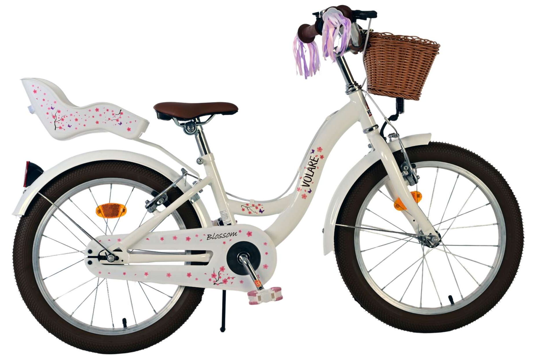 Volare Kinderfahrrad Blossom f&uuml;r M&auml;dchen 18 Zoll Kinderrad in Wei&szlig;, Zwei Handbremsen 
