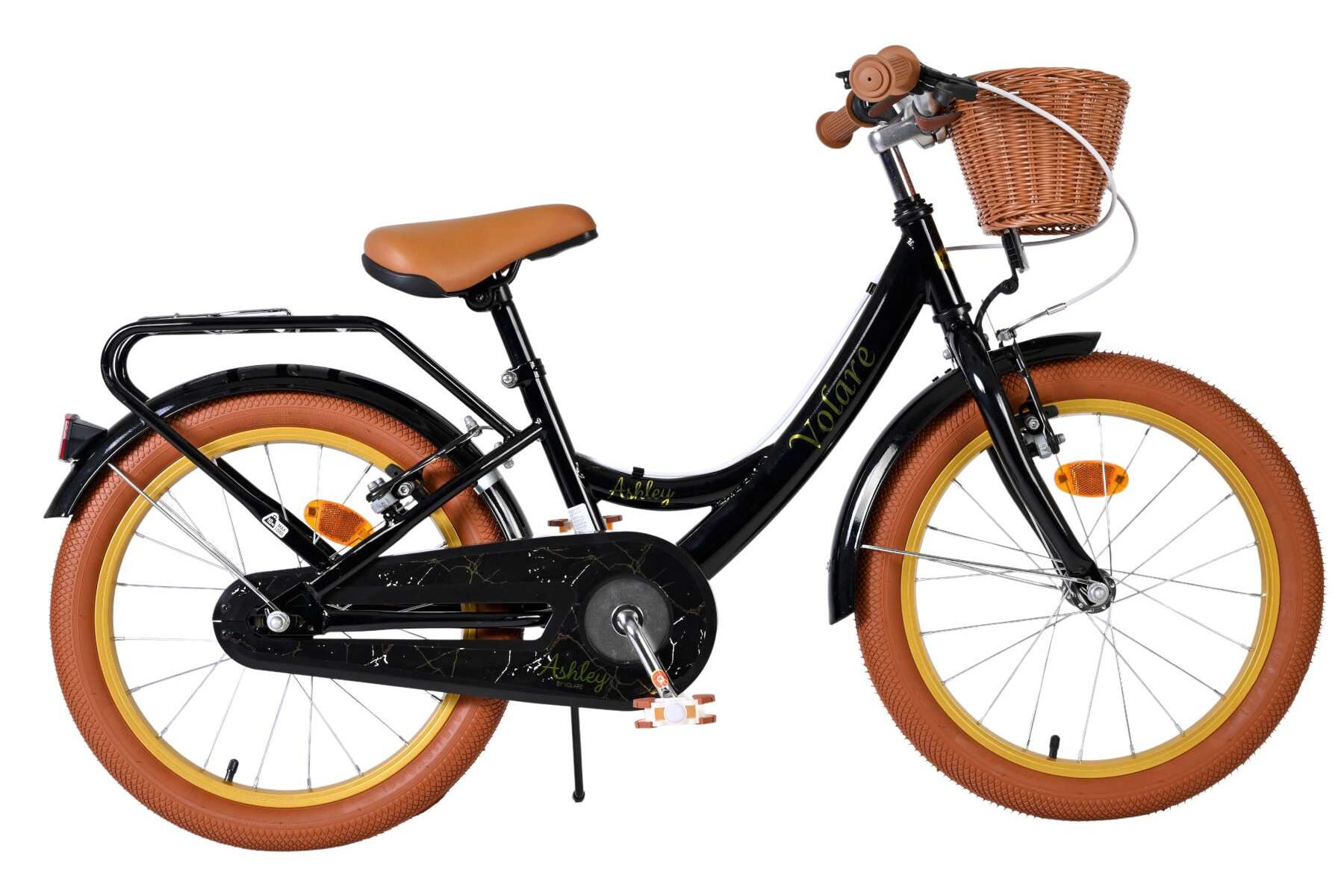 Volare Kinderfahrrad Ashley f&uuml;r M&auml;dchen 18 Zoll Kinderrad in Schwarz, Zwei Handbremsen 