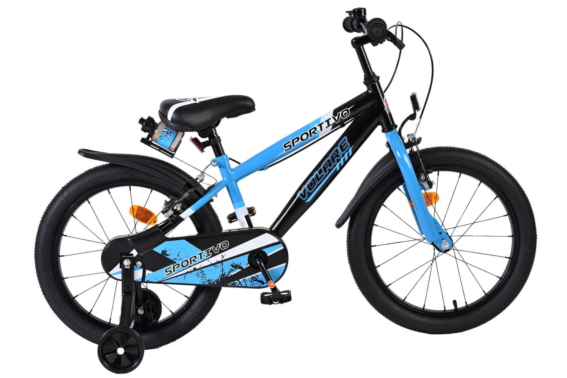 Volare Kinderfahrrad Sportivo f&uuml;r Jungen 18 Zoll Kinderrad in Blau Schwarz, Zwei Handbremsen 