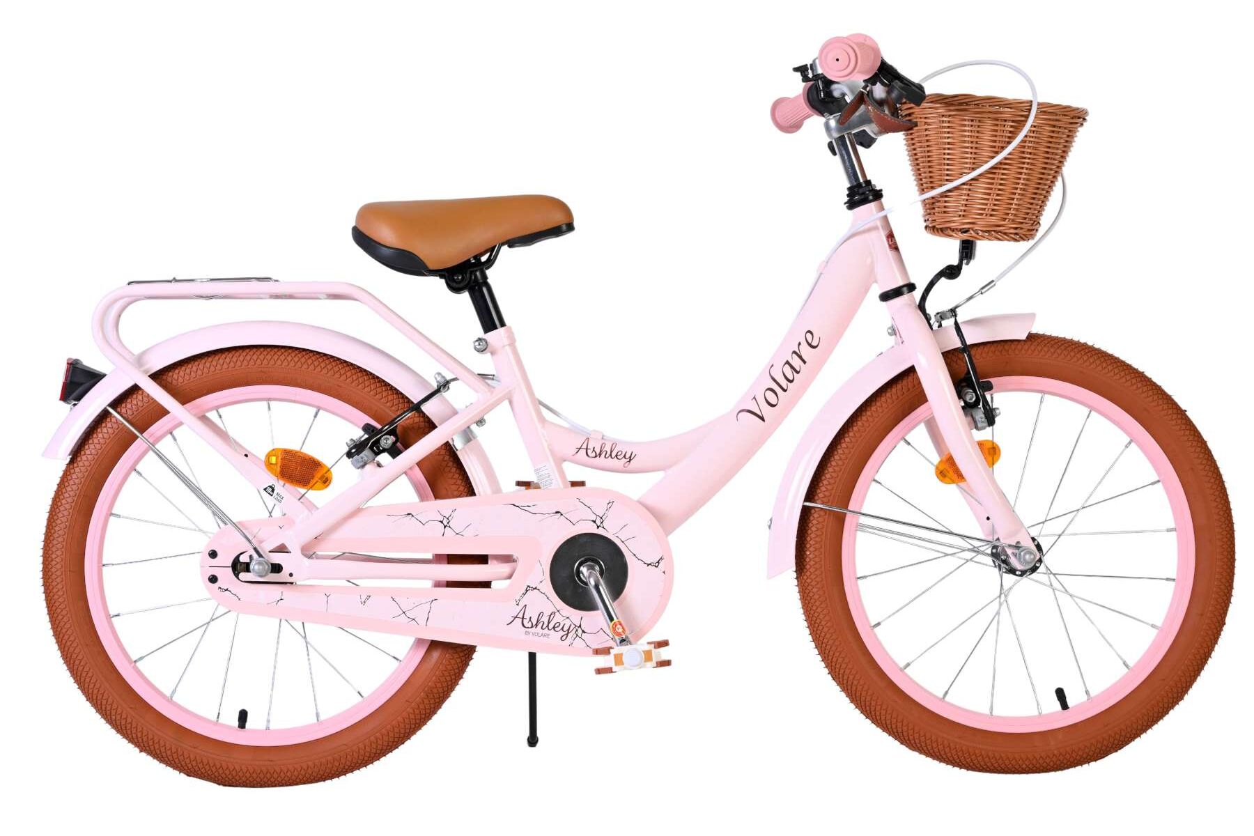 Volare Kinderfahrrad Ashley f&uuml;r M&auml;dchen 18 Zoll Kinderrad in Rosa, Zwei Handbremsen 