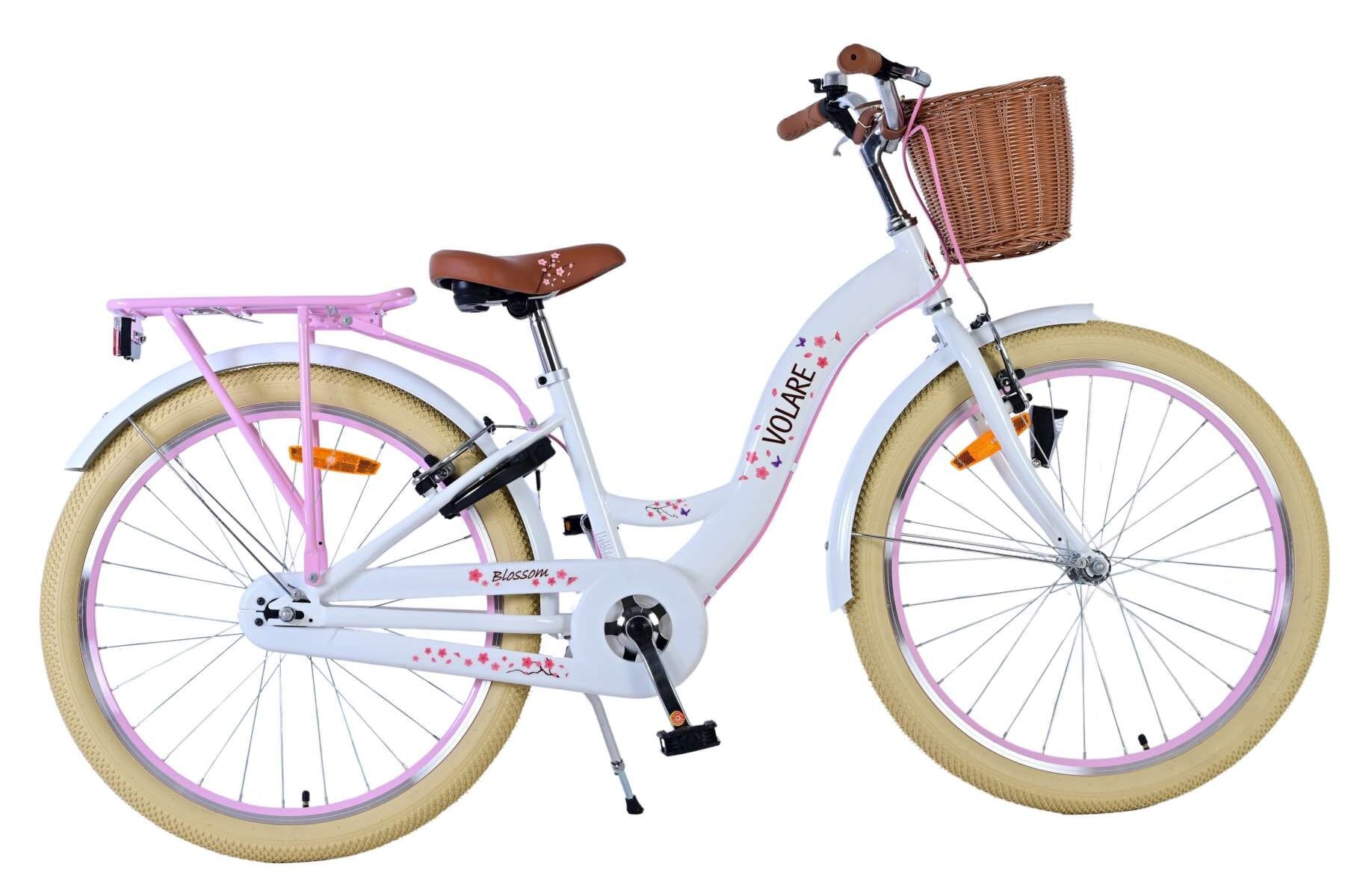 Volare Kinderfahrrad Blossom f&uuml;r M&auml;dchen 24 Zoll Kinderrad in Wei&szlig;, Zwei Handbremsen 