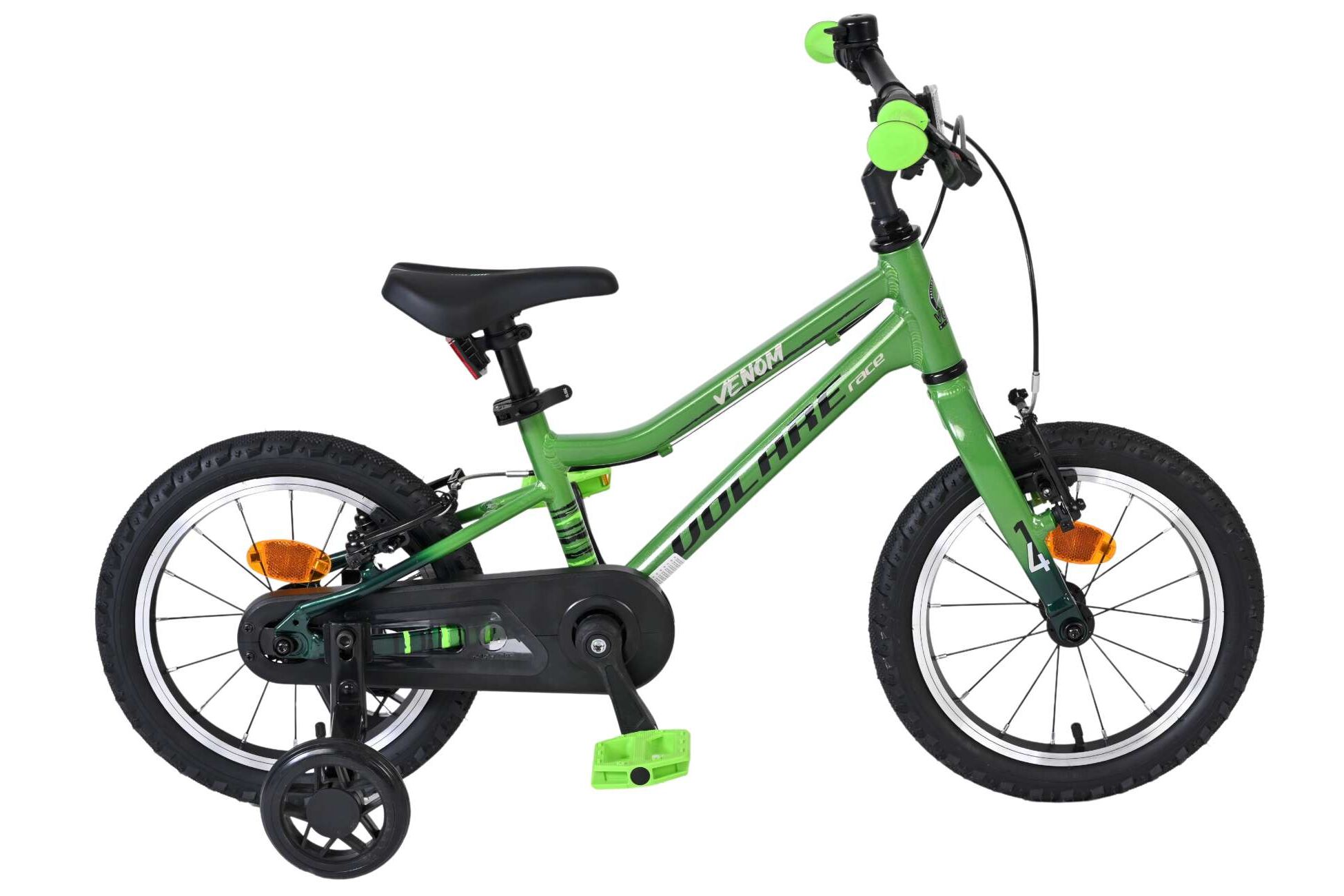 Volare Kinderfahrrad Venom f&uuml;r Jungen 14 Zoll Kinderrad in Gr&uuml;n, Zwei Handbremsen 