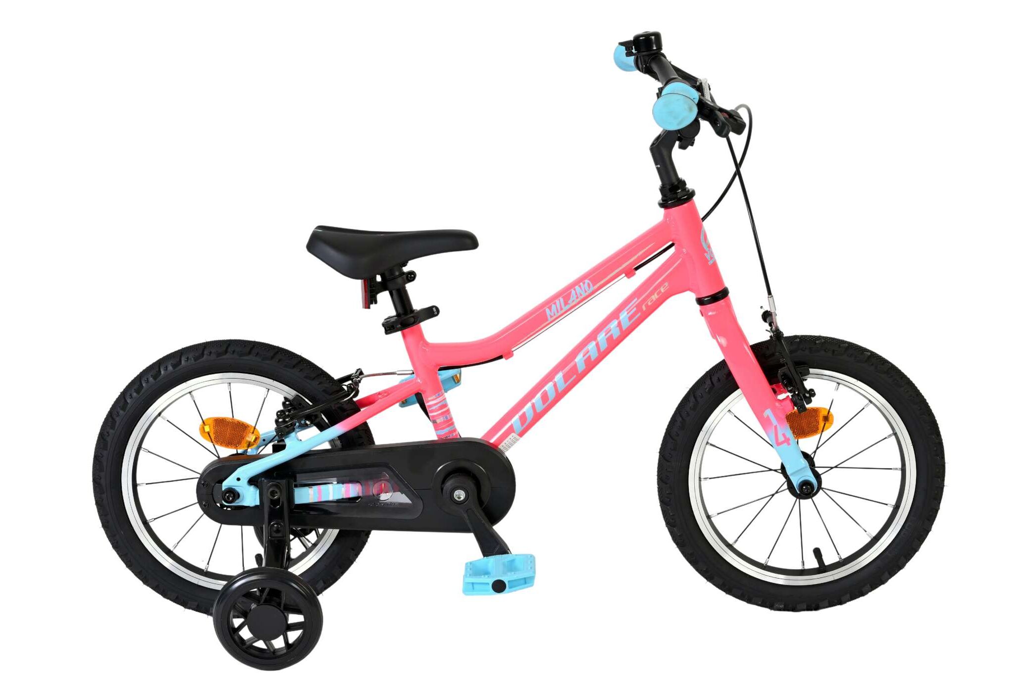 Volare Kinderfahrrad Milano f&uuml;r M&auml;dchen 14 Zoll Kinderrad in Rosa, Zwei Handbremsen 