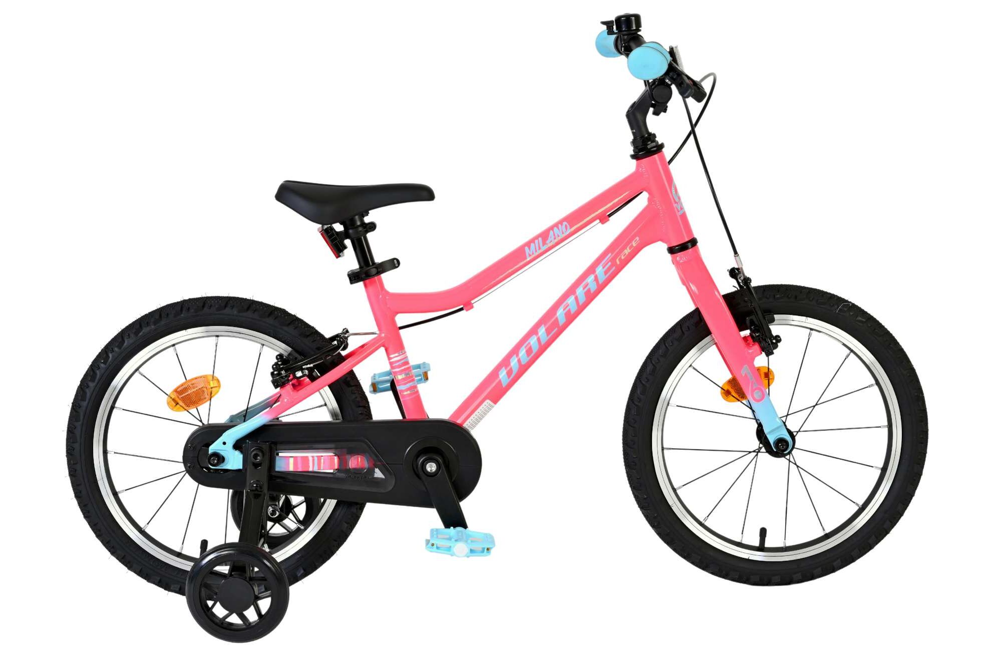 Volare Kinderfahrrad Milano f&uuml;r M&auml;dchen 16 Zoll Kinderrad in Rosa, Zwei Handbremsen 