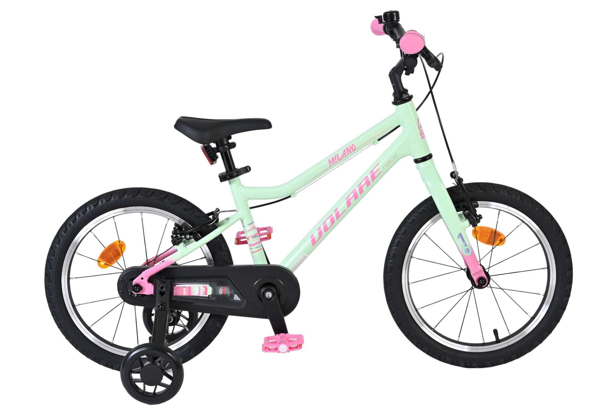 Volare Kinderfahrrad Milano f&uuml;r M&auml;dchen 16 Zoll Kinderrad in Mintgr&uuml;n, Zwei Handbremsen 