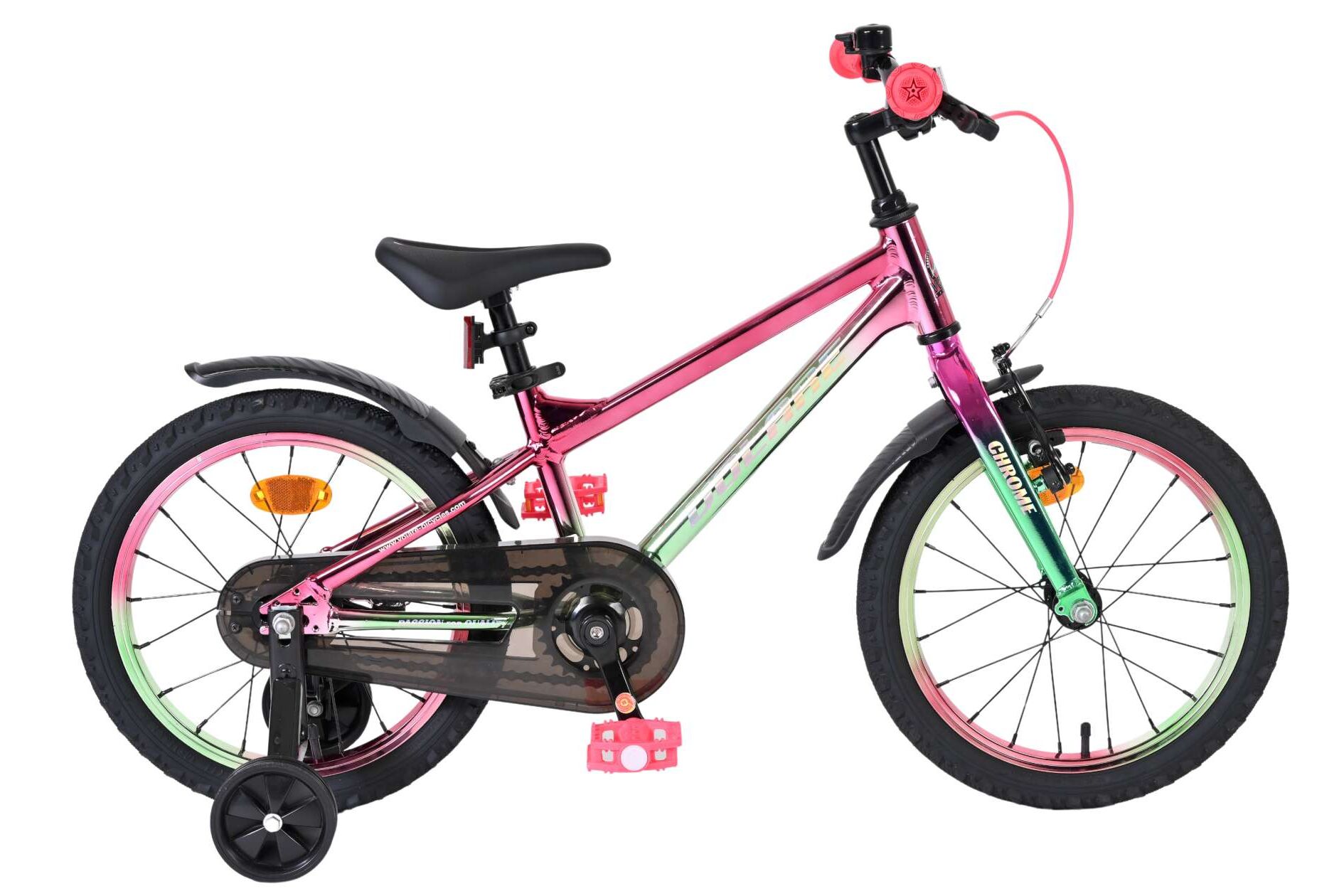 Volare Kinderfahrrad Chrome f&uuml;r M&auml;dchen 16 Zoll Kinderrad in Rosa Gr&uuml;n 