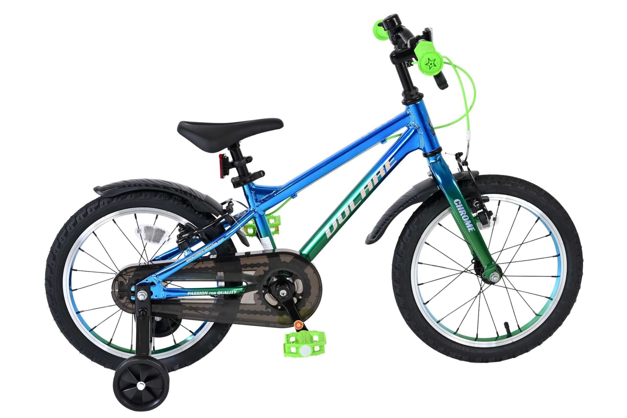 Volare Kinderfahrrad Chrome f&uuml;r Jungen 16 Zoll Kinderrad in Blaugr&uuml;n, Zwei Handbremsen 