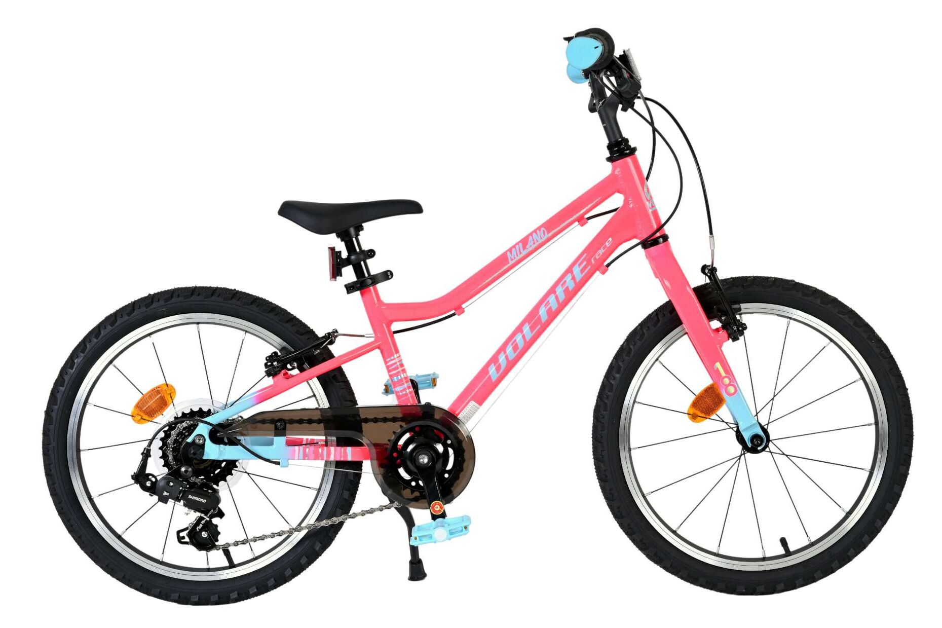 Volare Kinderfahrrad Milano f&uuml;r M&auml;dchen 18 Zoll Kinderrad in Rosa, 6 G&auml;nge 