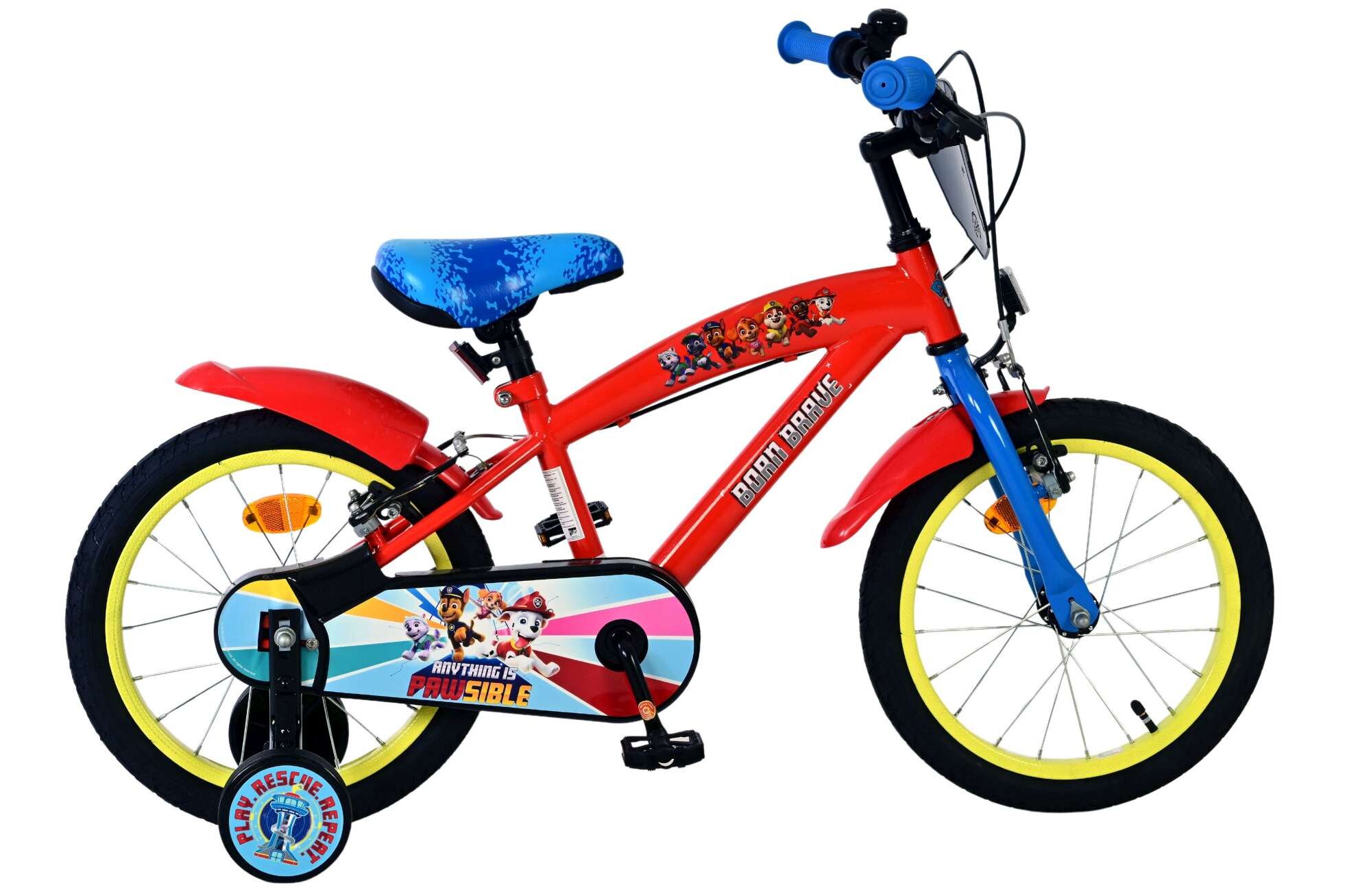 Volare Kinderfahrrad Paw Patrol f&uuml;r Jungen 16 Zoll Kinderrad in Rot, Zwei Handbremsen 