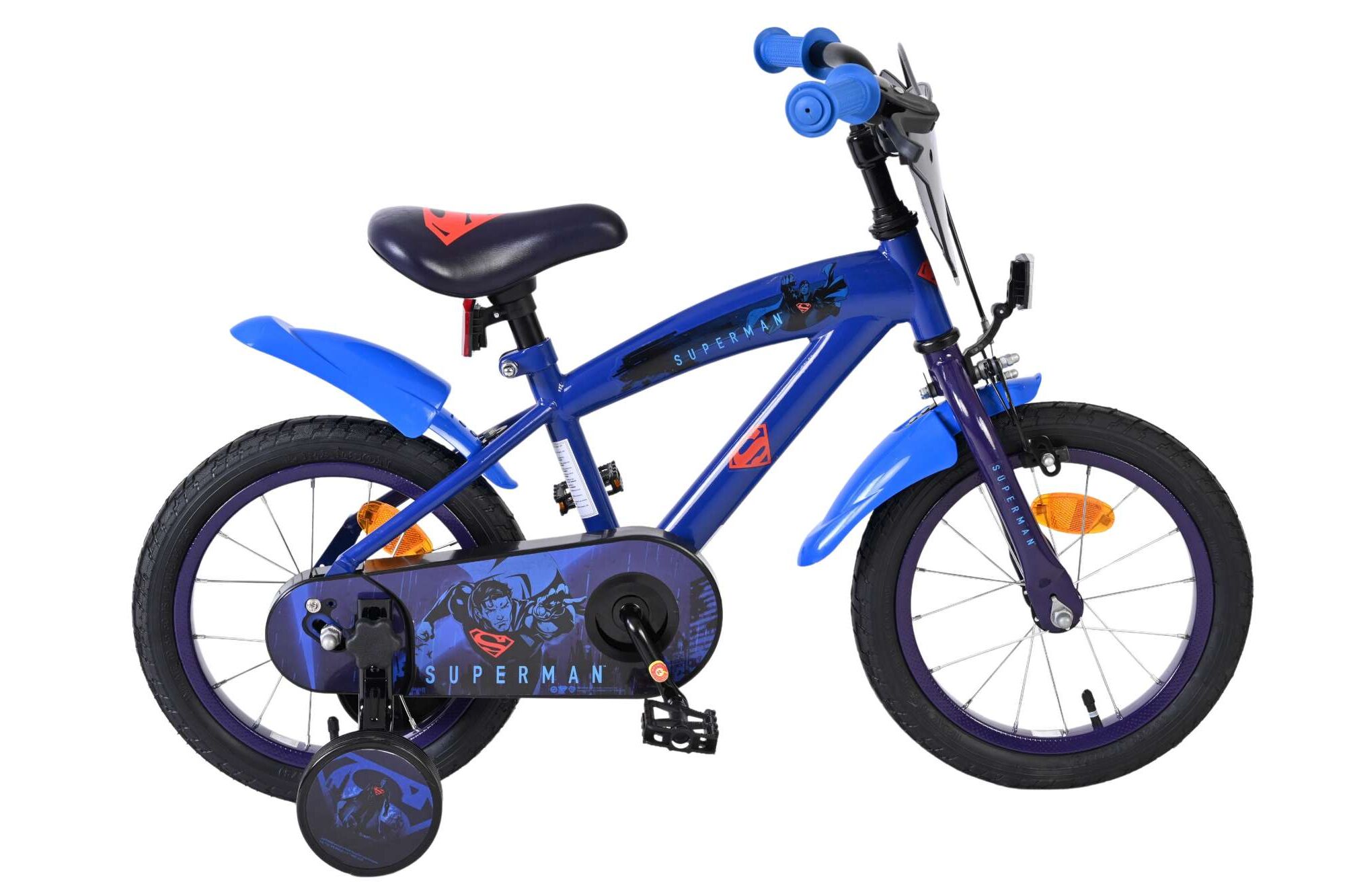 Volare Kinderfahrrad Superman f&uuml;r Jungen 14 Zoll Kinderrad in Blau 