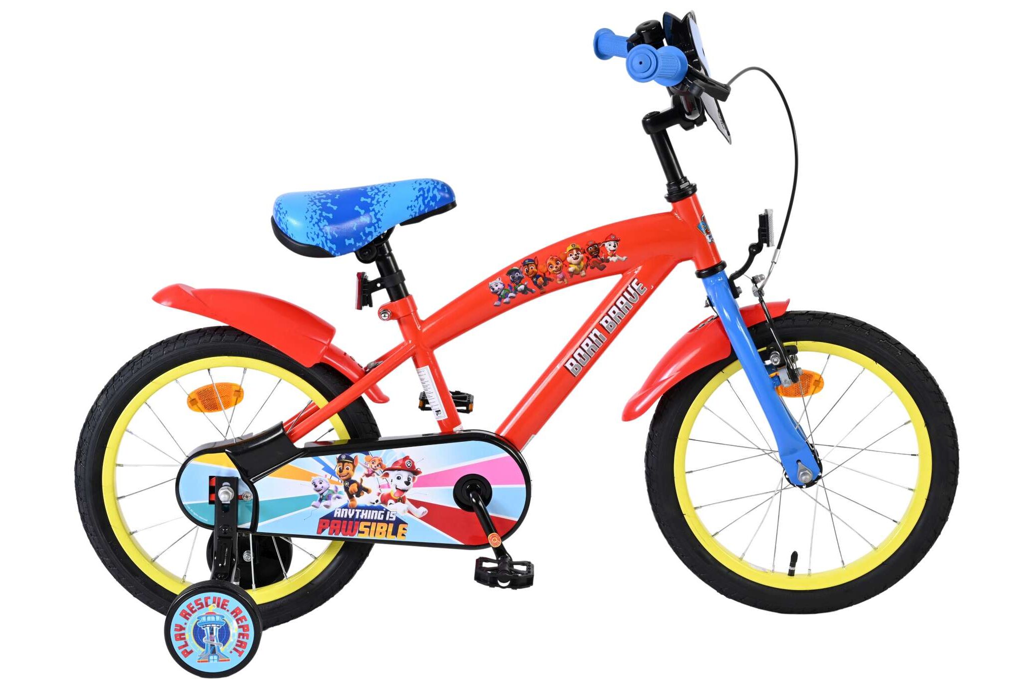 Volare Kinderfahrrad Paw Patrol f&uuml;r Jungen 16 Zoll Kinderrad in Rot Blau 