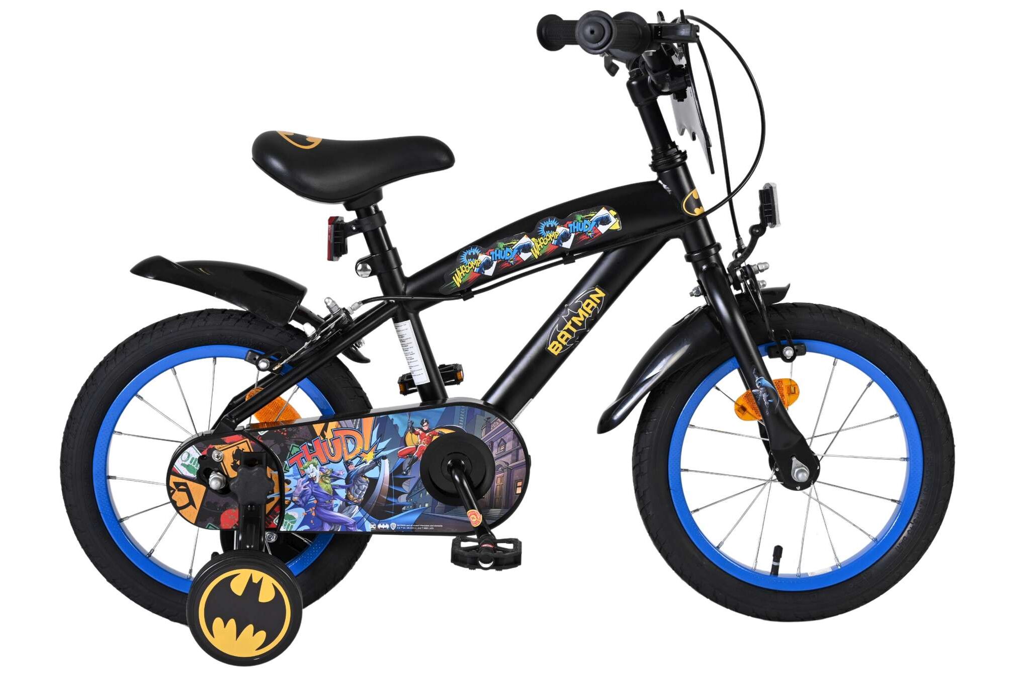 Volare Kinderfahrrad Batman f&uuml;r Jungen 14 Zoll Kinderrad in Schwarz, Zwei Handbremsen 