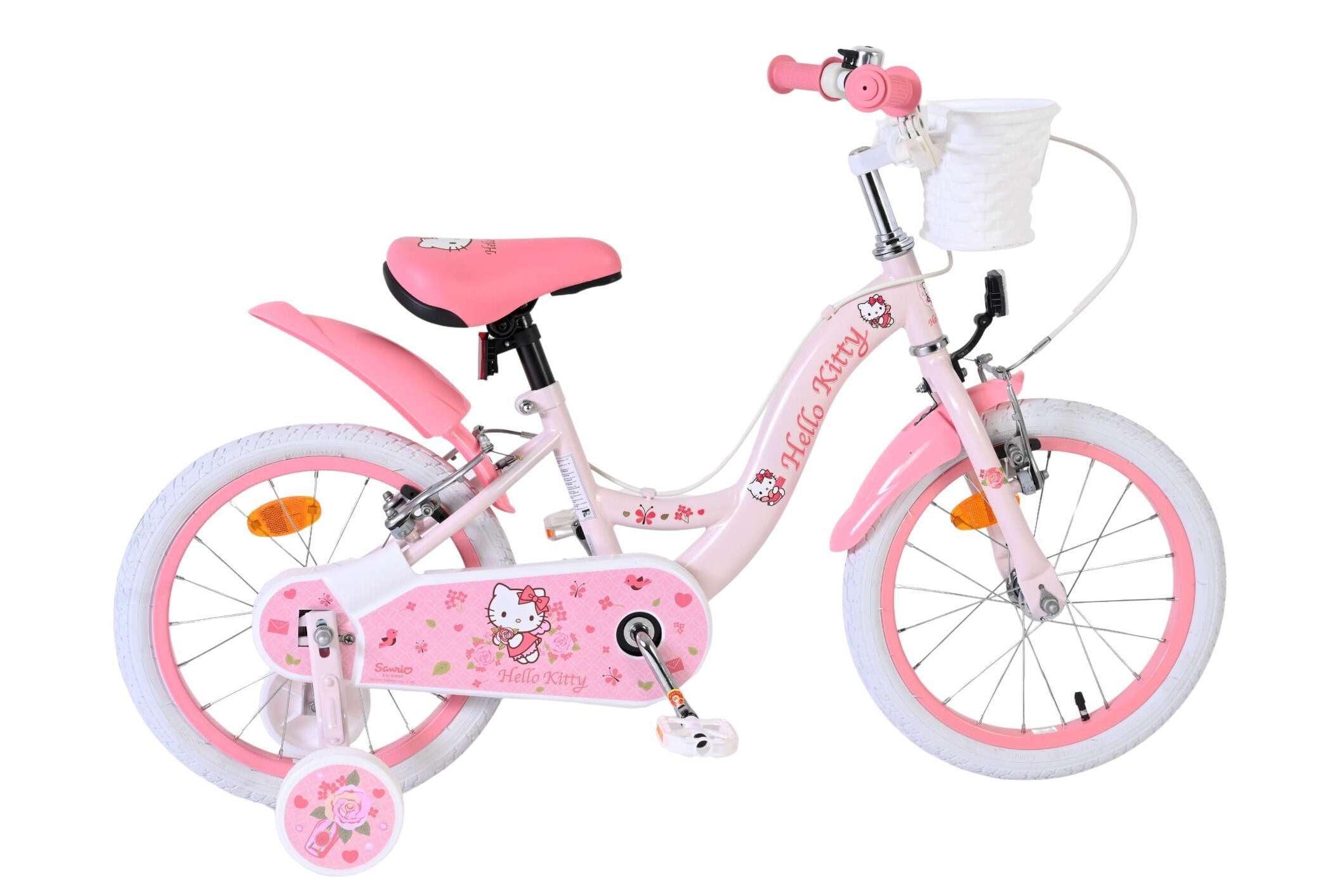 Volare Kinderfahrrad Hello Kitty f&uuml;r M&auml;dchen 16 Zoll Kinderrad in Rosa, Zwei Handbremsen 