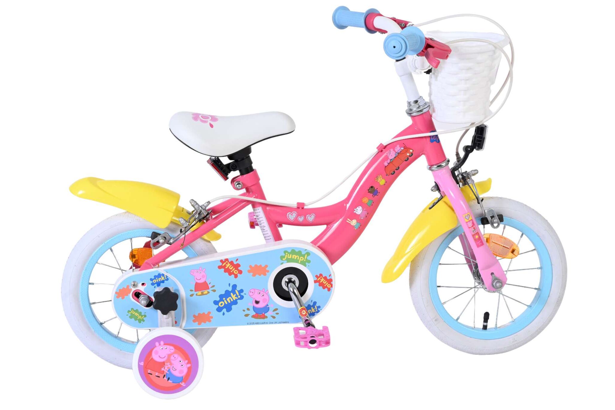 Volare Kinderfahrrad Peppa Pig f&uuml;r M&auml;dchen 12 Zoll Kinderrad in Rosa, Zwei Handbremsen 
