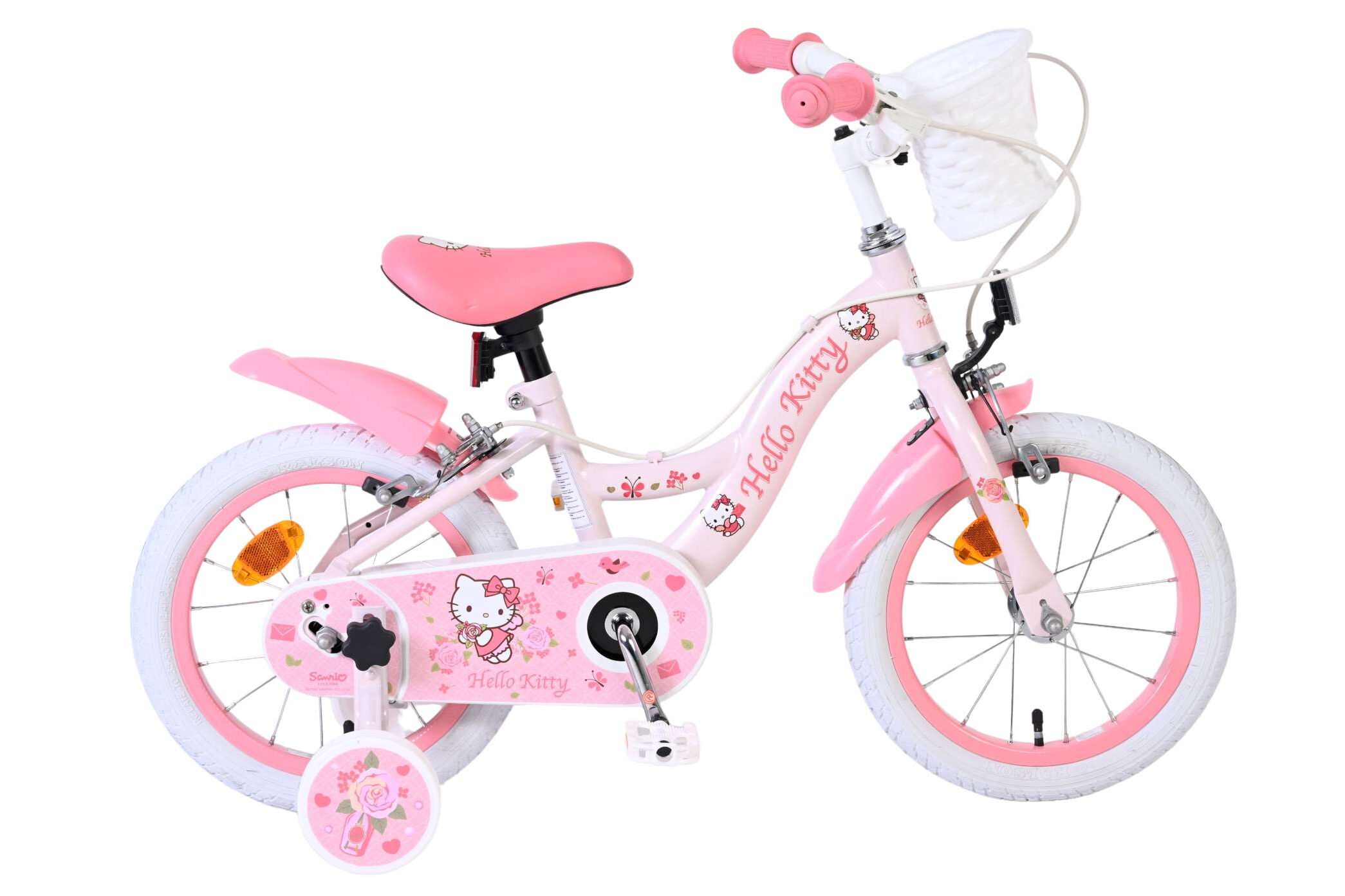 Volare Kinderfahrrad Hello Kitty f&uuml;r M&auml;dchen 14 Zoll Kinderrad in Rosa, Zwei Handbremsen 