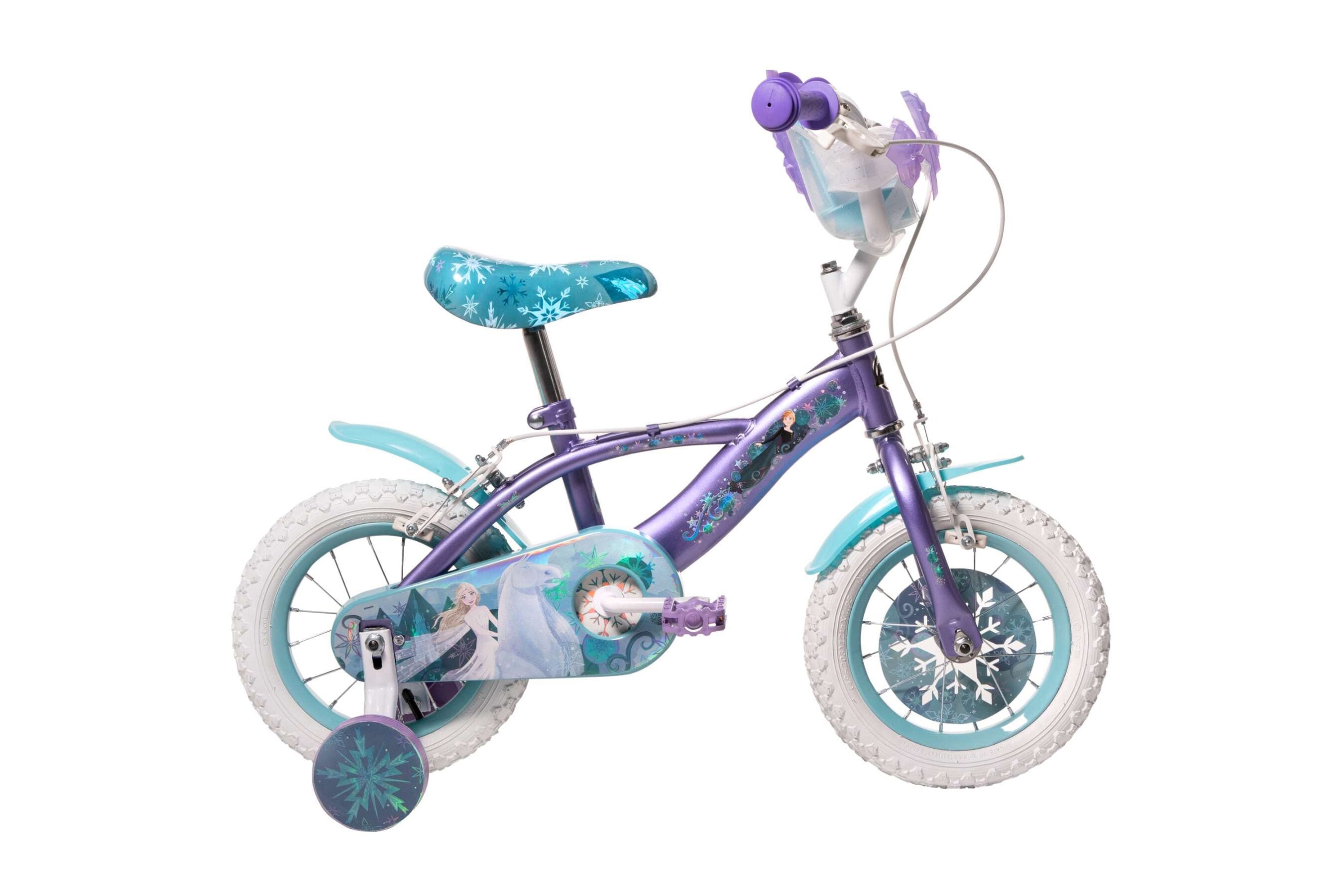 Volare Kinderfahrrad Disney Frozen 2 f&uuml;r M&auml;dchen 12 Zoll Kinderrad in Blau/Lila, Zwei Handbremsen 