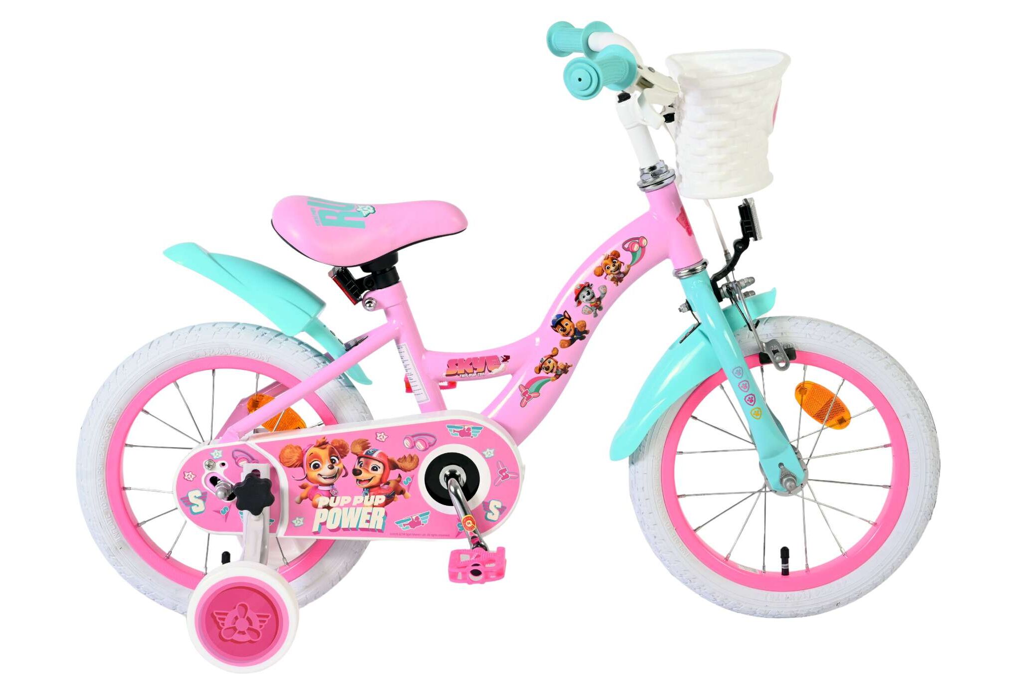 Volare Kinderfahrrad Paw Patrol f&uuml;r M&auml;dchen 14 Zoll Kinderrad in Rosa 
