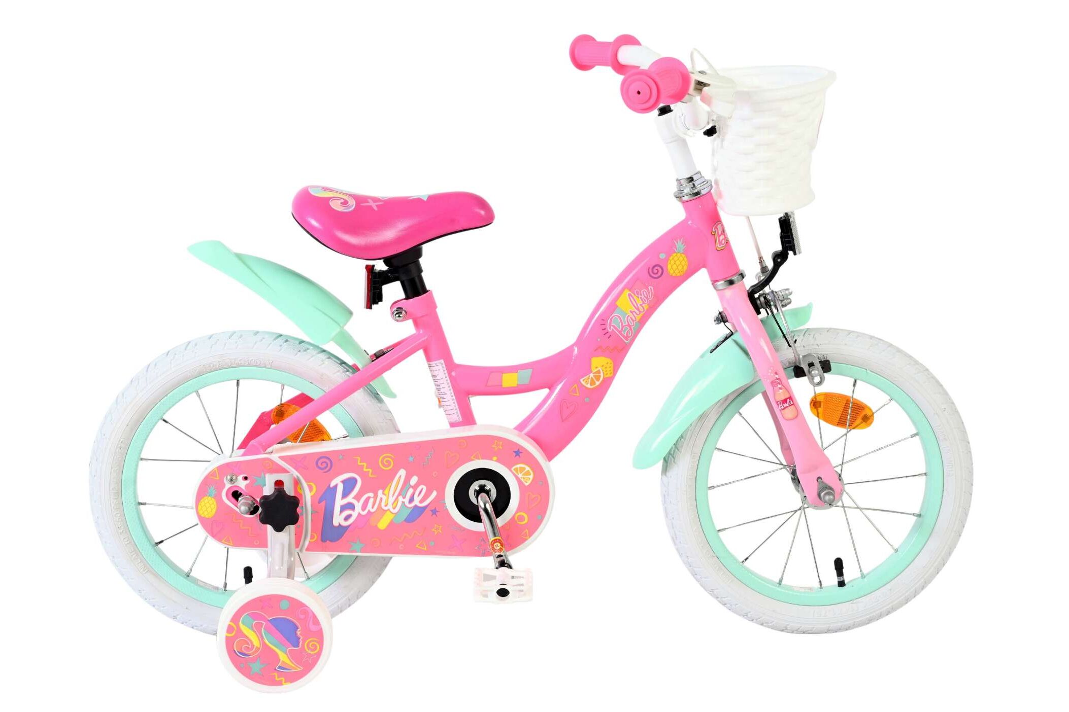 Volare Kinderfahrrad Barbie f&uuml;r M&auml;dchen 14 Zoll Kinderrad in Rosa 