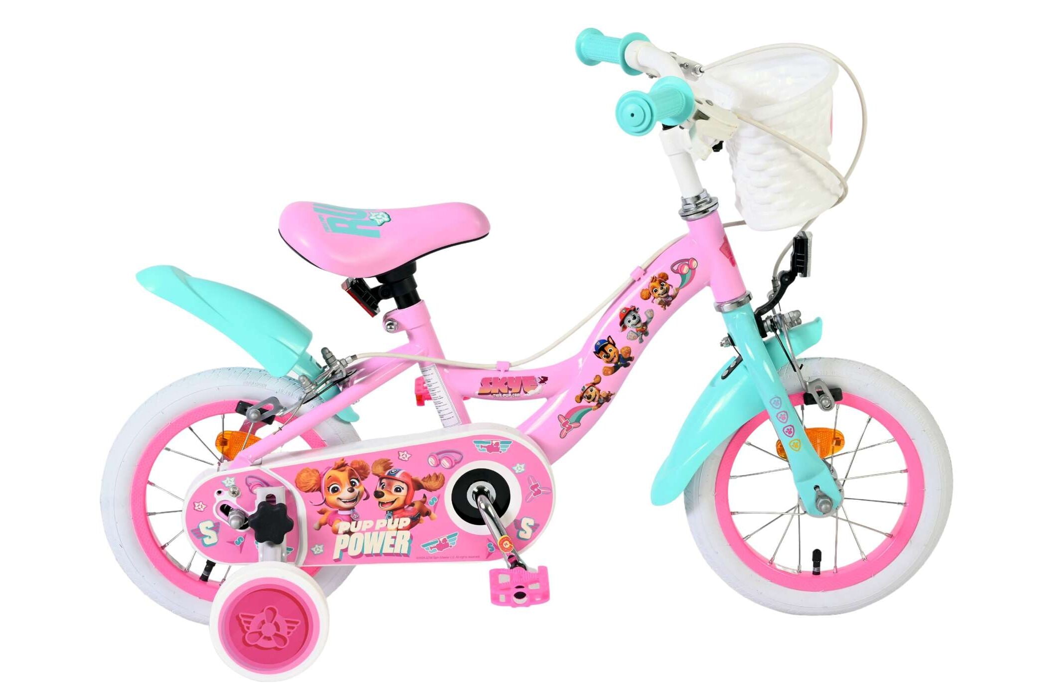 Volare Kinderfahrrad Paw Patrol f&uuml;r M&auml;dchen 12 Zoll Kinderrad in Rosa, Zwei Handbremsen 