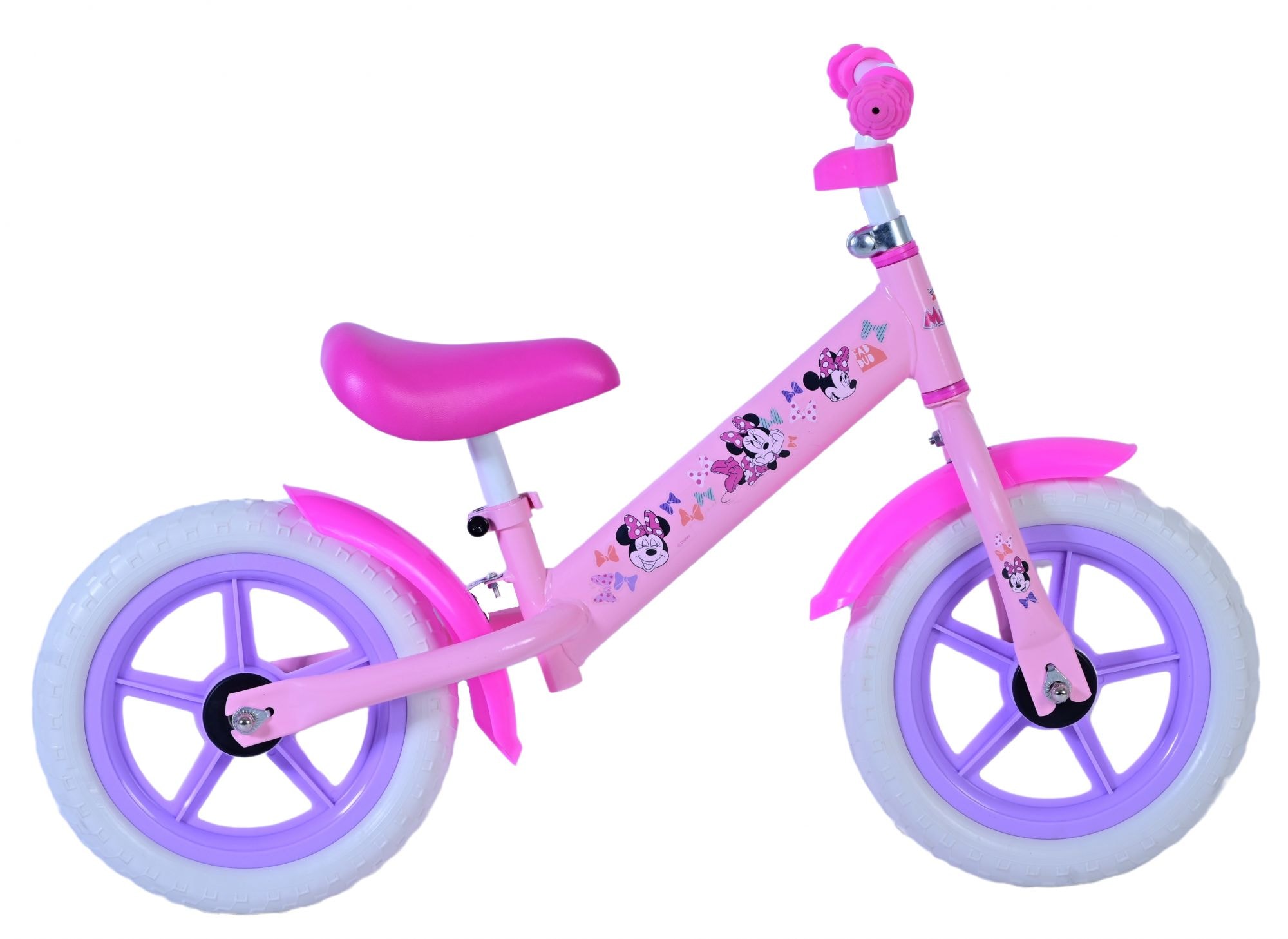 Volare Laufrad Disney Minnie Mouse 12 Zoll aus Metall, Kinderlaufrad ab 2 Jahren mit verstellbarem Sattel 